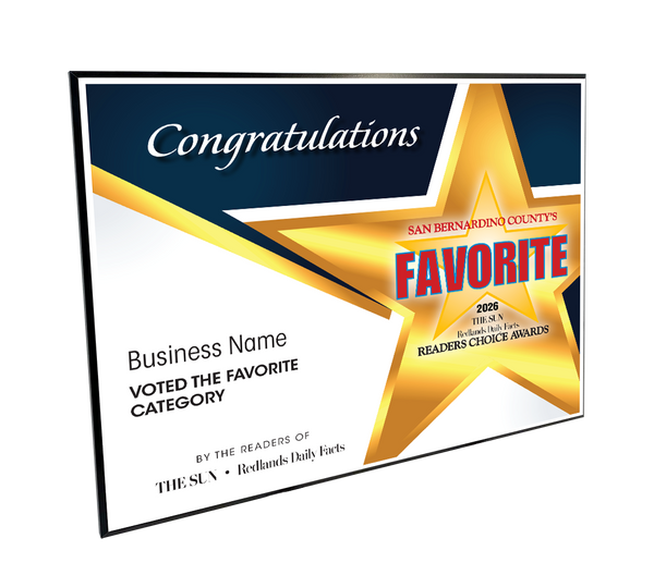 The Sun & Daily Facts Best Of and Readers Choice Certificate - Modern Hardi-plaque
