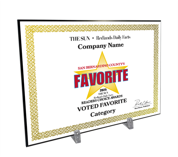 The Sun & Daily Facts Best Of and Readers Choice Certificate - Modern Hardi-plaque