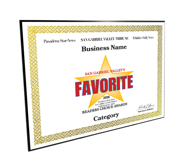 SGVN Best Of and Readers Choice Certificate - Modern Hardi-plaque