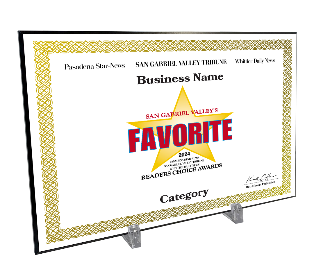 SGVN Best Of and Readers Choice Certificate - Modern Hardi-plaque