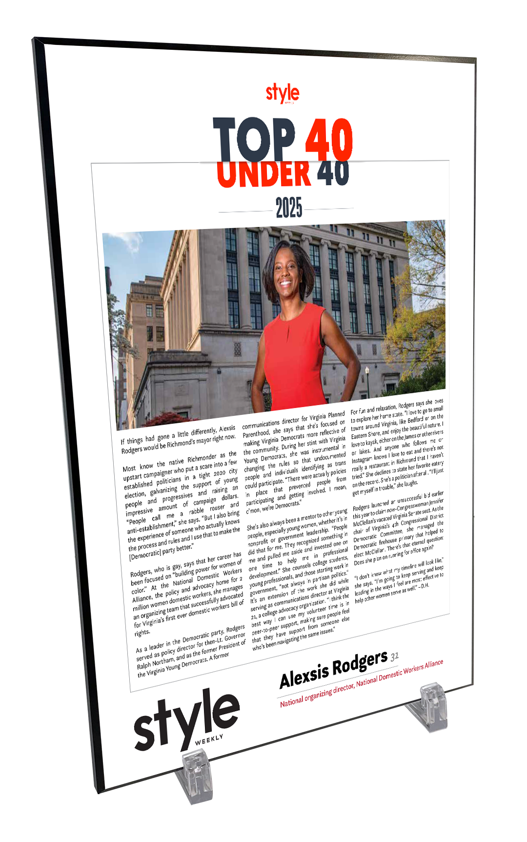Style Weekly "Top 40 Under 40" Plaques
