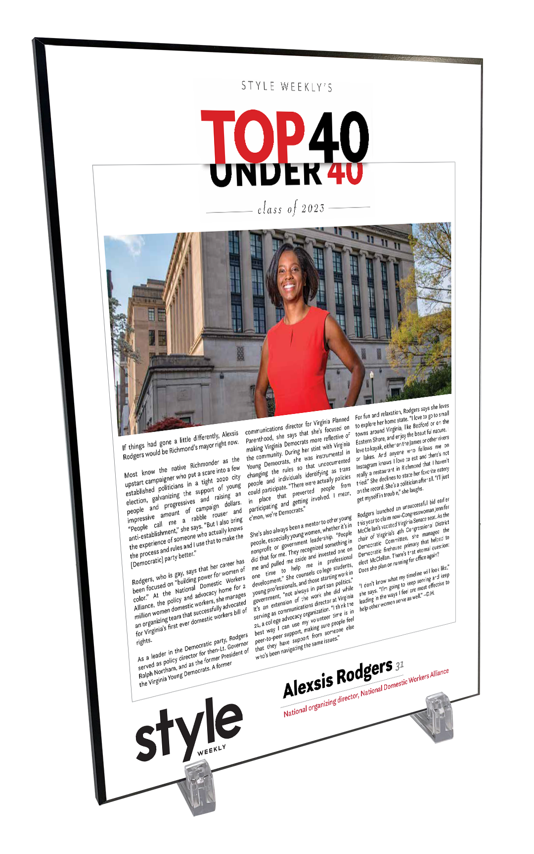 Style Weekly "Top 40 Under 40" Plaques