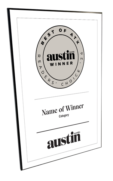 Austin Monthly "Best of ATX” Mounted Archival Award Plaque
