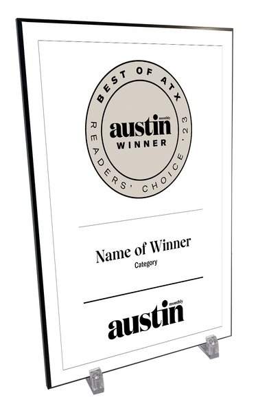 Austin Monthly "Best of ATX” Mounted Archival Award Plaque