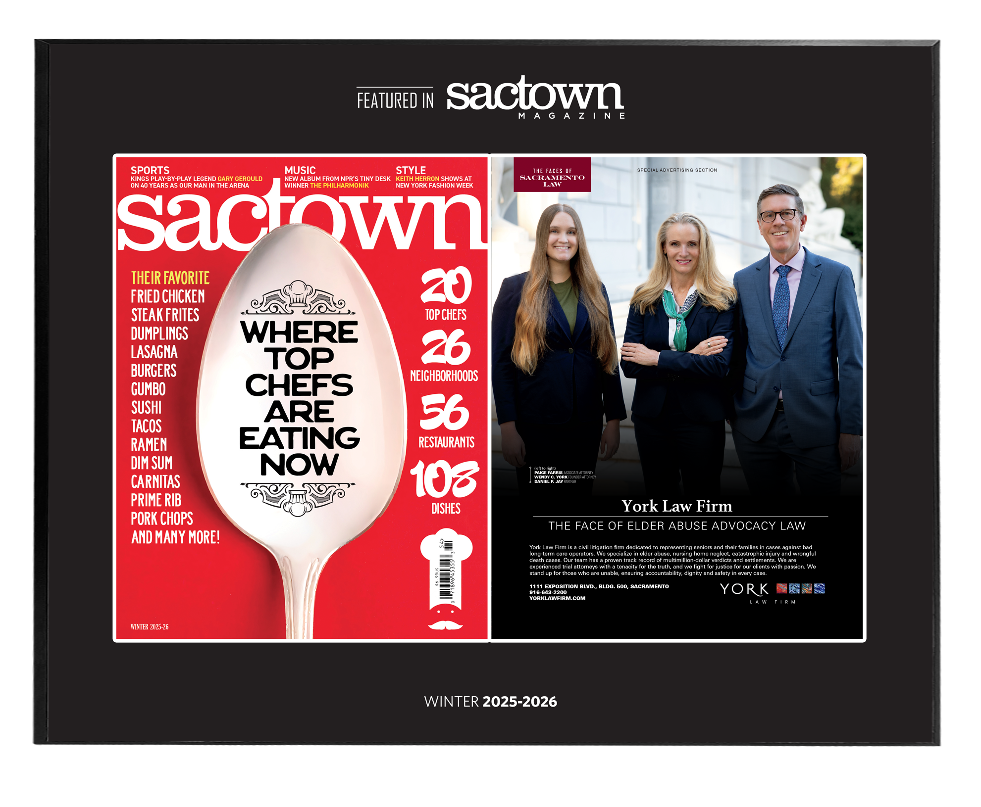 Sactown Magazine - Faces of Sacramento Law - Spread Wood Plaques