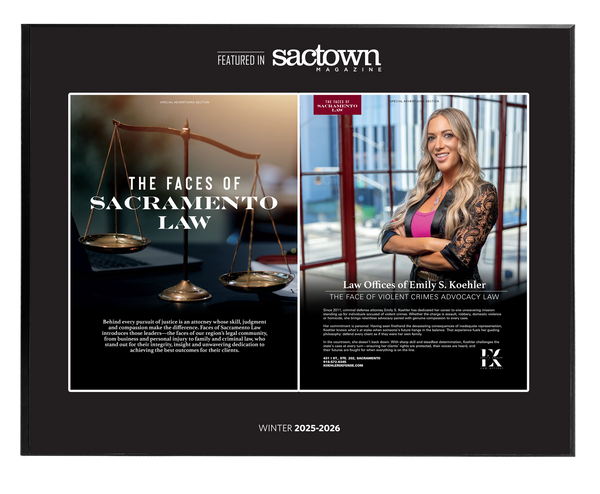 Sactown Magazine - Faces of Sacramento Law - Spread Wood Plaques
