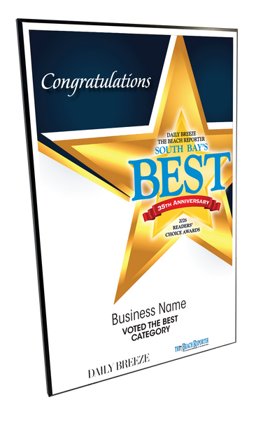 South Bay's Best Of and Readers Choice Certificate - Modern Hardi-plaque