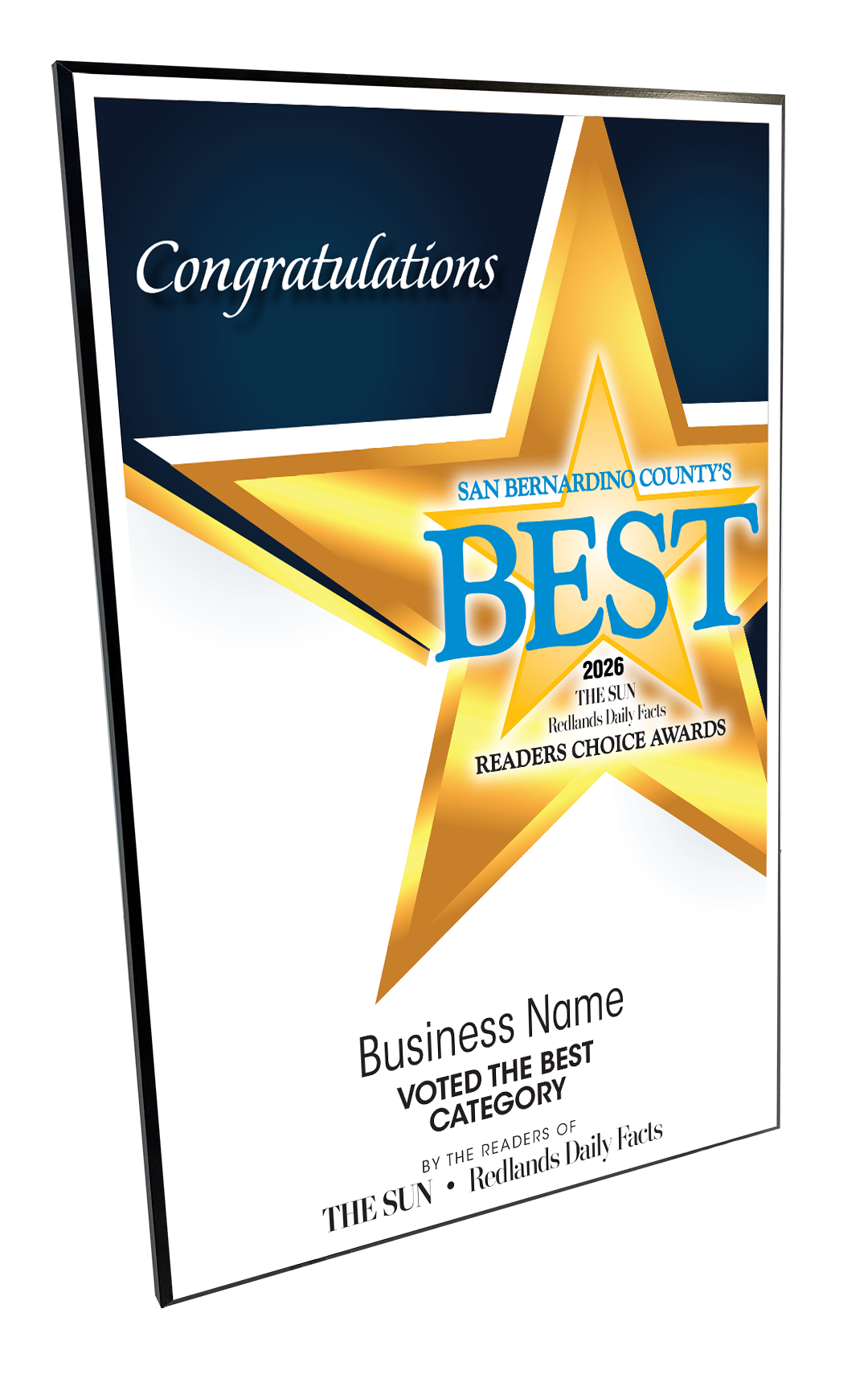 The Sun & Daily Facts Best Of and Readers Choice Certificate - Modern Hardi-plaque