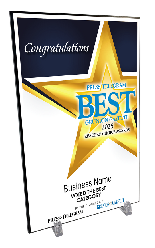 Press Telegram Best Of and Readers Choice Certificate - Modern Hardi-plaque