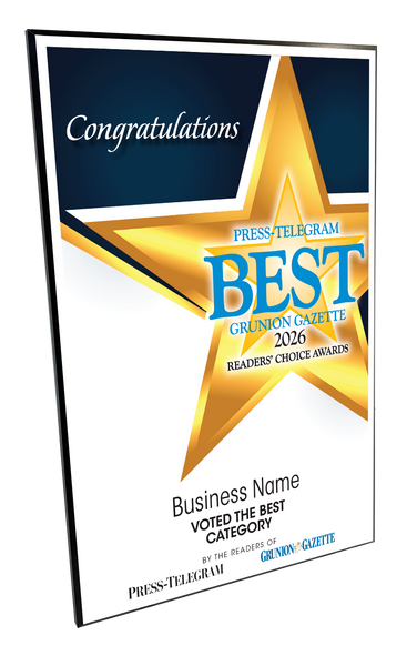 Press Telegram Best Of and Readers Choice Certificate - Modern Hardi-plaque