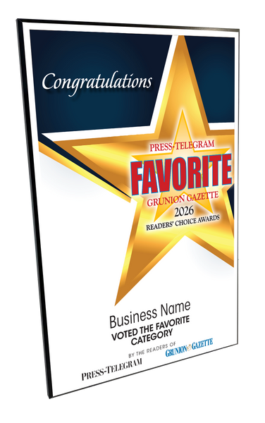 Press Telegram Best Of and Readers Choice Certificate - Modern Hardi-plaque