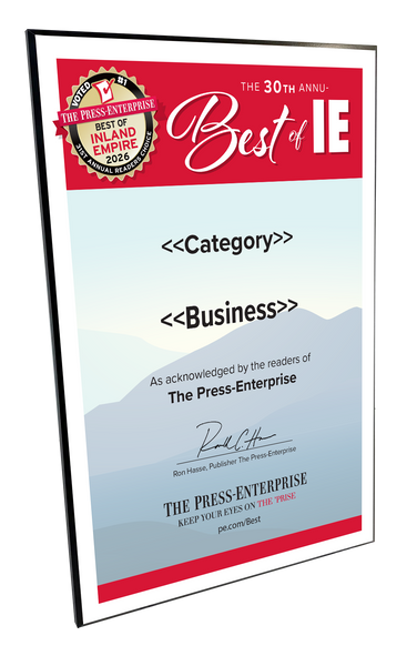 Best of Inland Empire Readers Choice Certificate - Modern Hardi-plaque