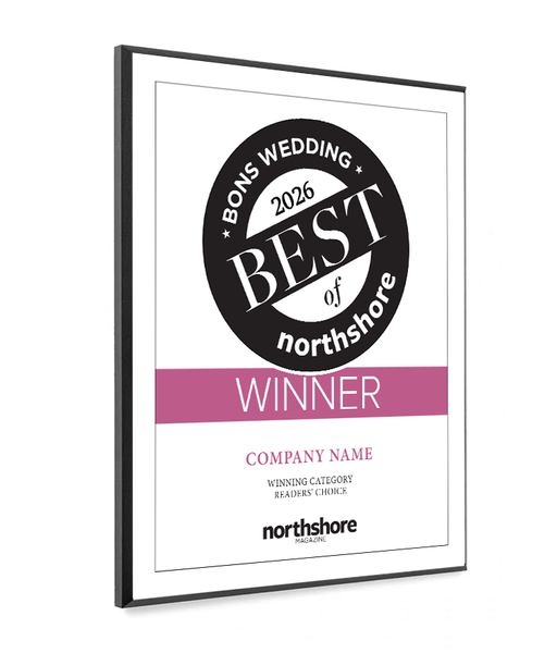 Northshore Magazine - Best of Northshore Weddings - Modern Wooden Plaque
