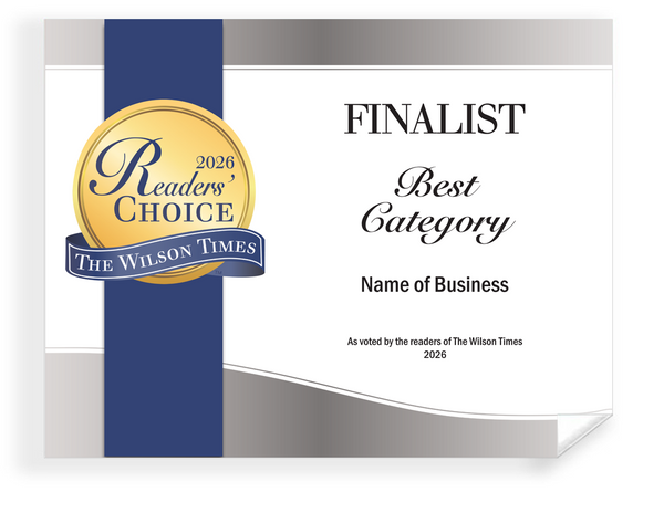Wilson Times "Readers' Choice" Award - Window Decal