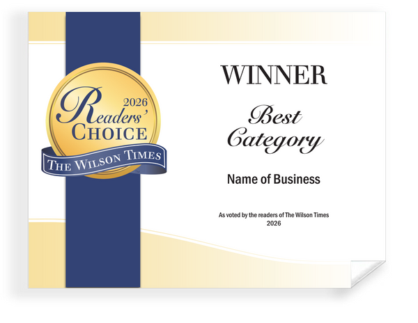 Wilson Times "Readers' Choice" Award - Window Decal