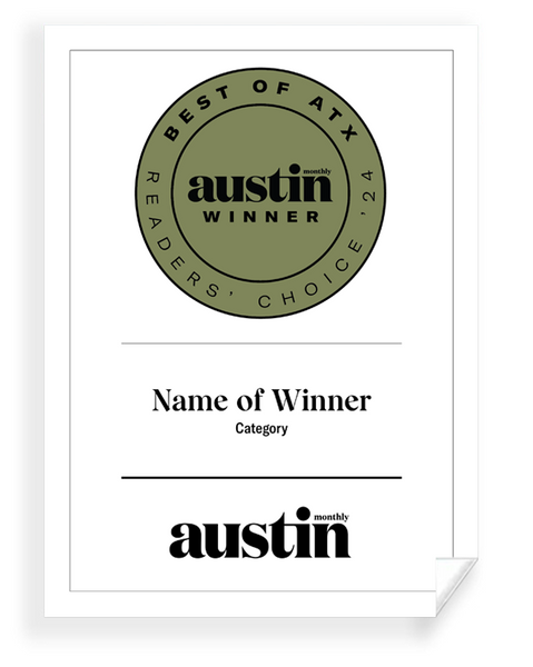 Austin Monthly "Best of ATX Award - Window Cling