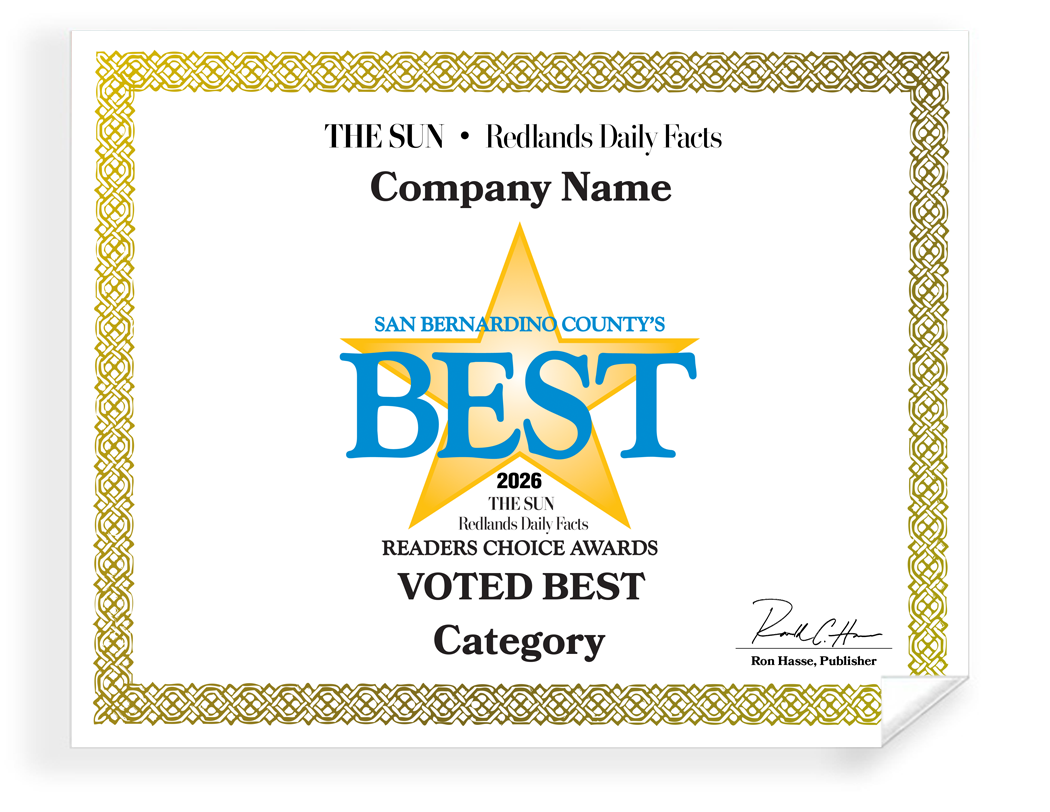 The Sun & Daily Facts Best Of Certificate and Readers Choice - Certficiate