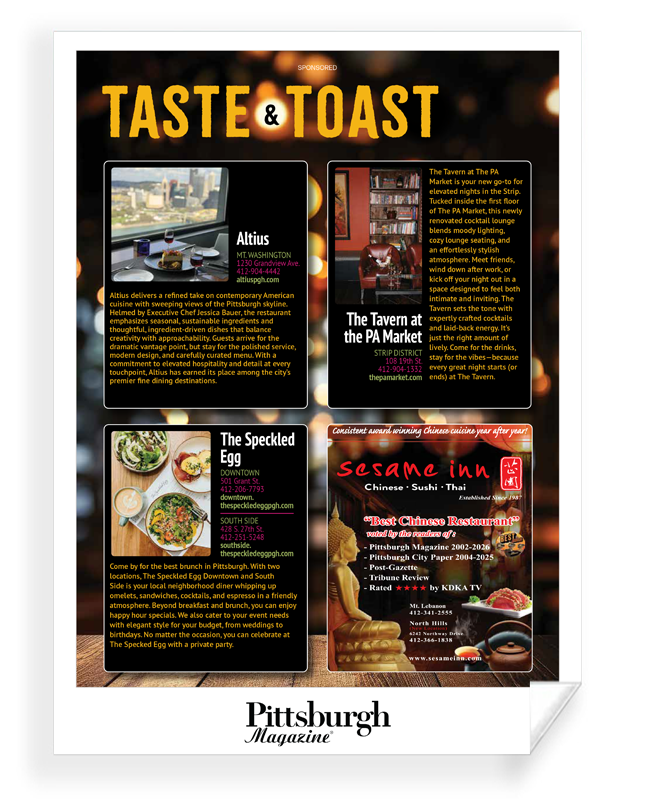 Pittsburgh Magazine - Best Restaurants - Frameable Archival Print