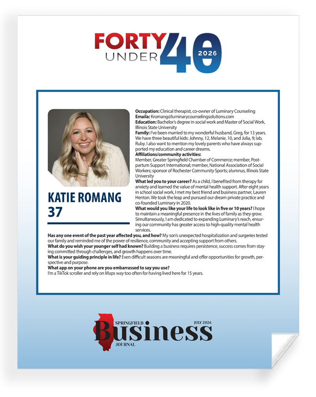 Springfield Business Journal - Forty under 40 - Reprint