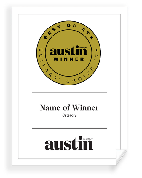 Austin Monthly "Best of ATX Award - Certificate