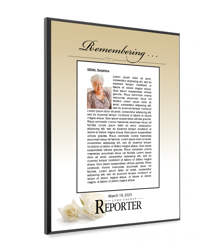 Lyon County Reporter - Memorial Plaque