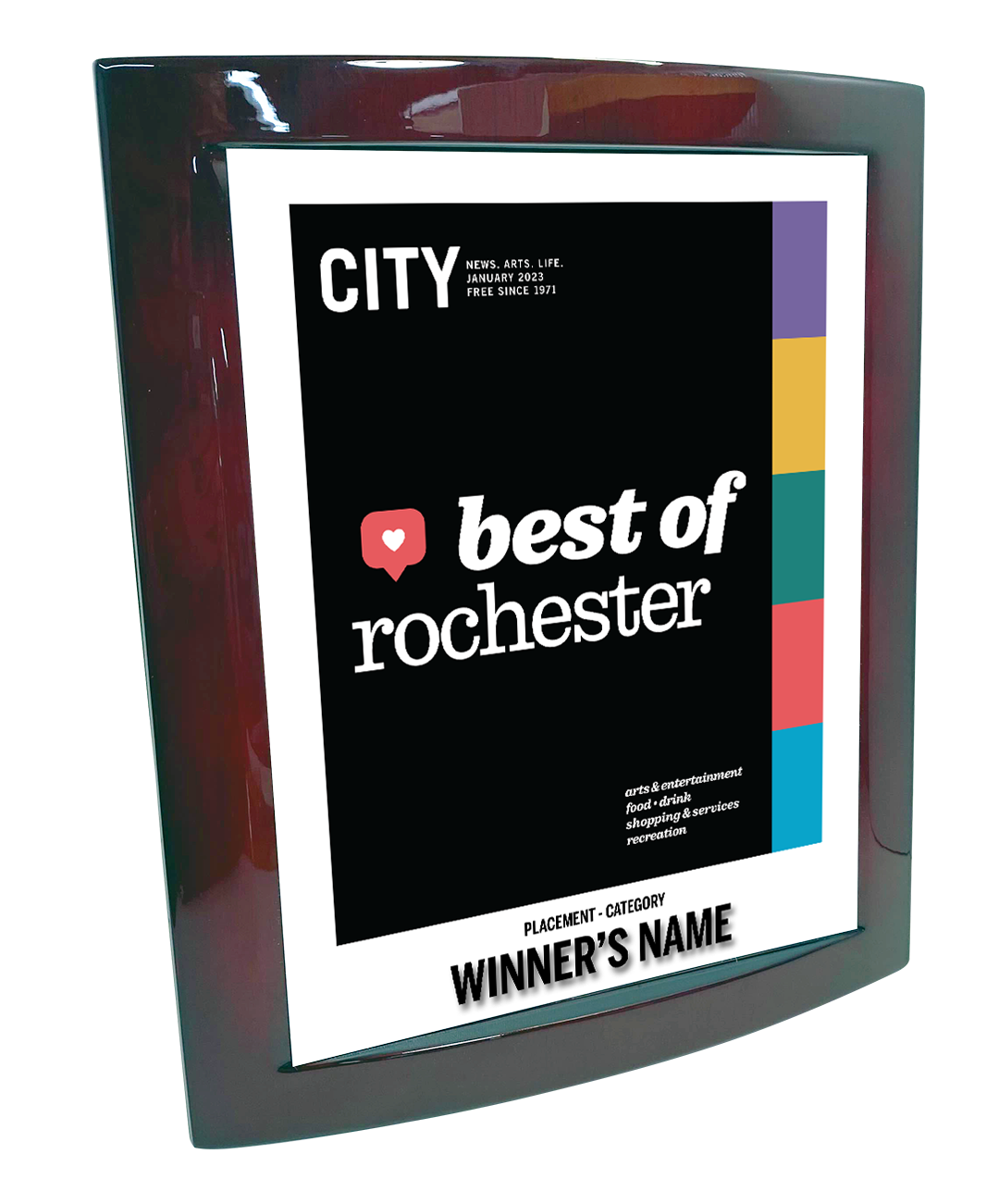 CITY Magazine - Best of Rochester - Eclipse Plaque with Metal Inlay