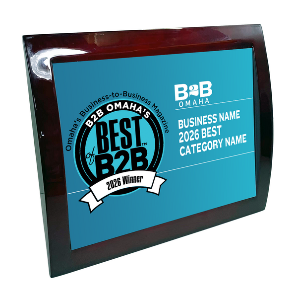 B2B Omaha's Best of B2B Award Spread - Eclipse Plaque with Metal Inlay
