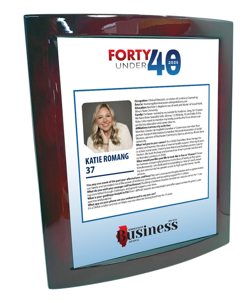 Springfield Business Journal - Forty under 40 - Eclipse Plaque with Metal Inlay