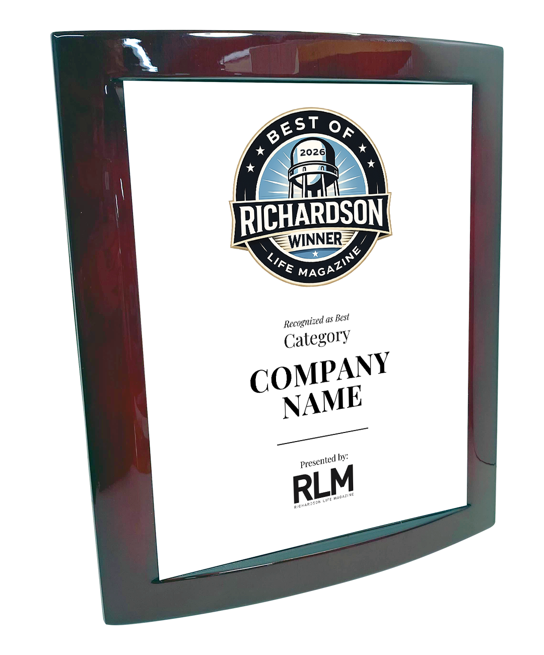 RLM - Best of Richardson Life Magazine - Eclipse Plaque with Metal Inlay