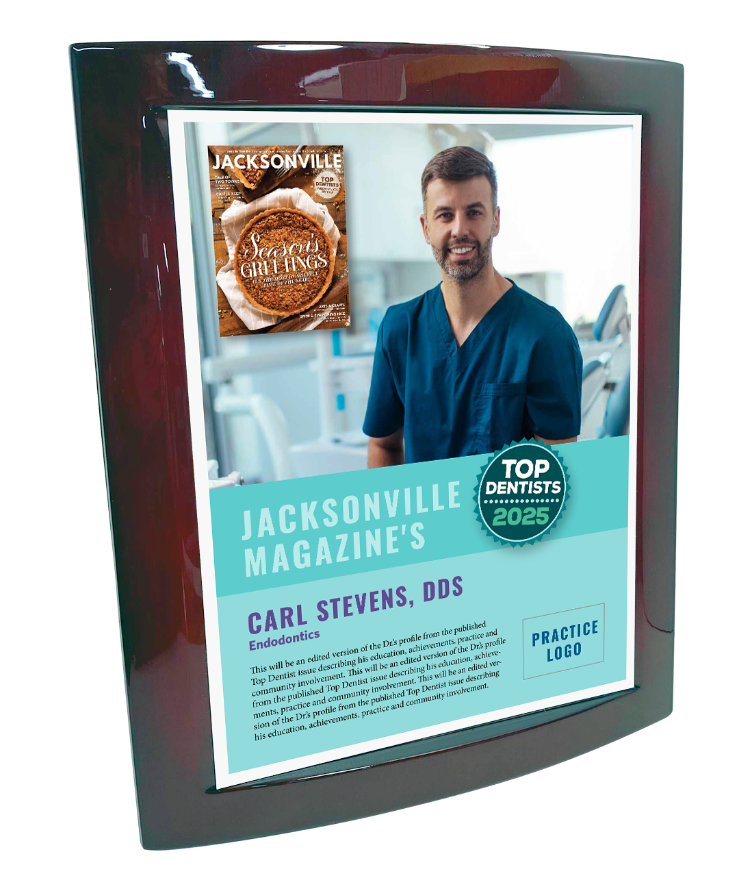 Jacksonville Magazine - Top Dentists - Eclipse Plaque with Metal Inlay