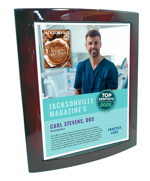 Jacksonville Magazine - Top Dentists - Eclipse Plaque with Metal Inlay