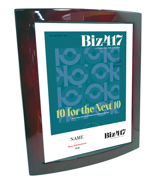 Biz 417 - 10 for the Next 10 - Wooden Eclipse Plaque with Metal Inlay