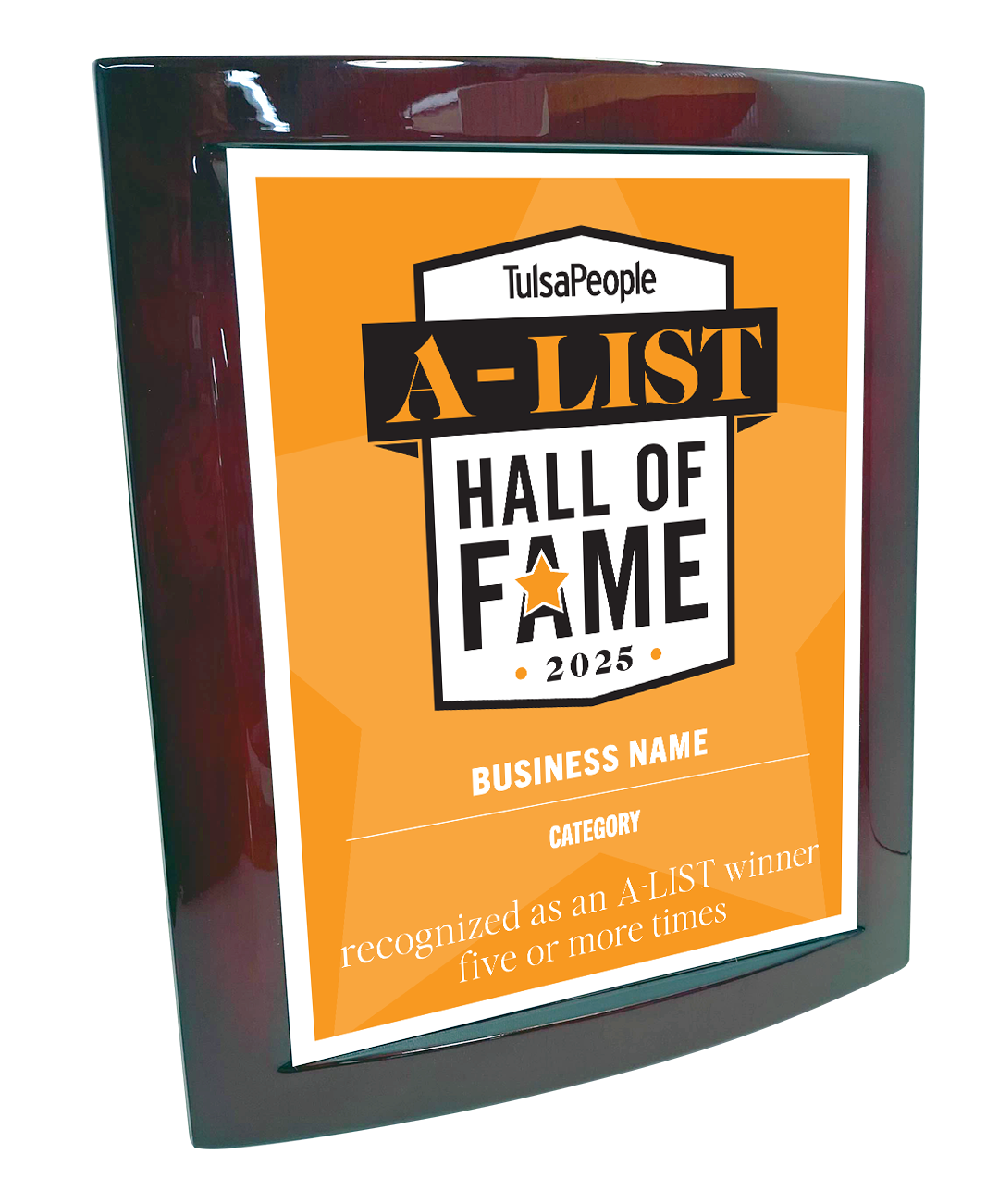 TulsaPeople - A-List Hall of Fame - Eclipse Plaque with Metal Inlay