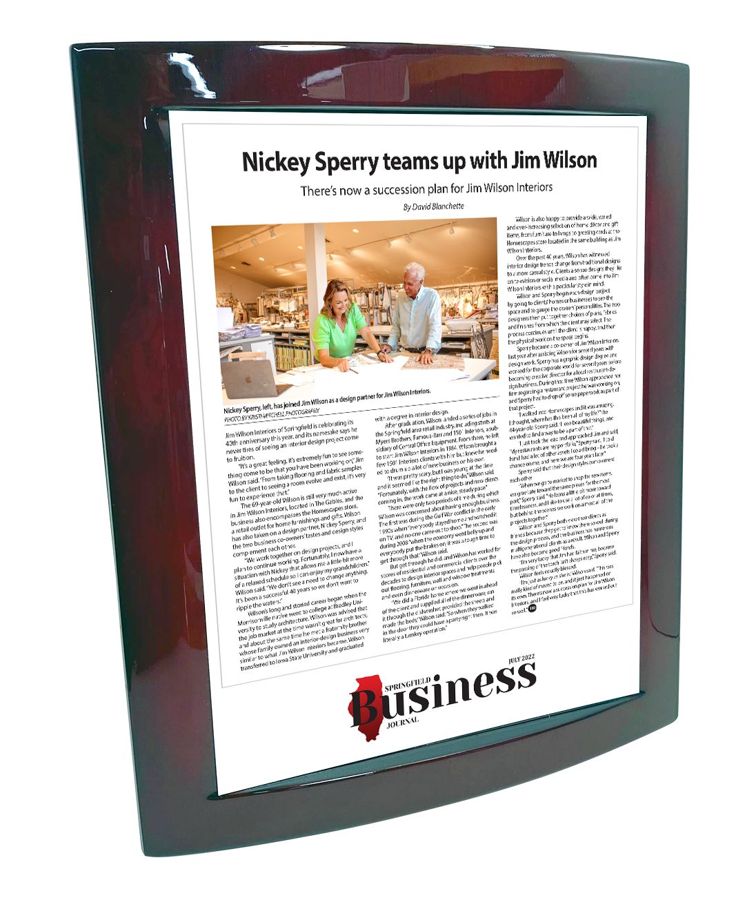 Springfield Business Journal - Articles - Eclipse Plaque with Metal Inlay