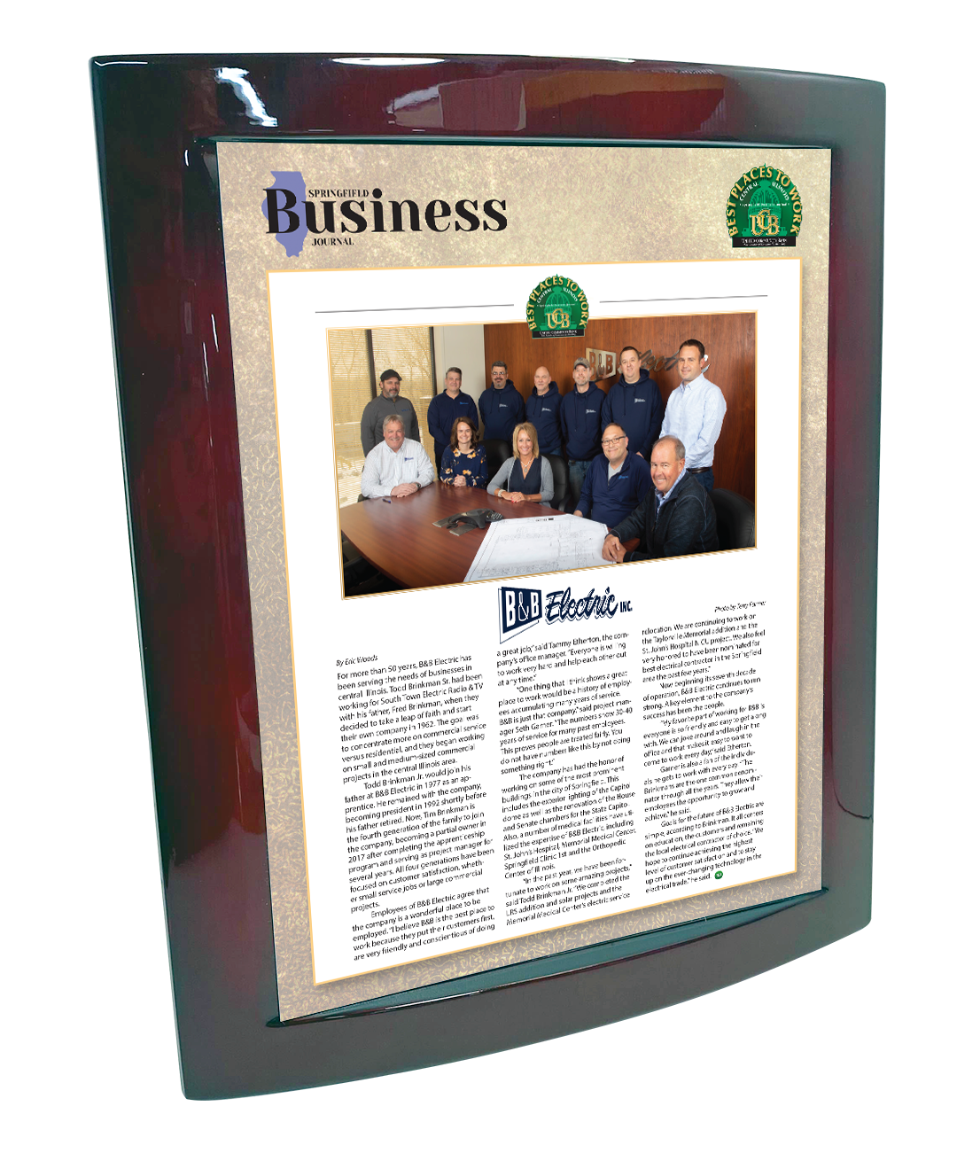 Springfield Business Journal - Best Places to Work - Eclipse Plaque with Metal Inlay