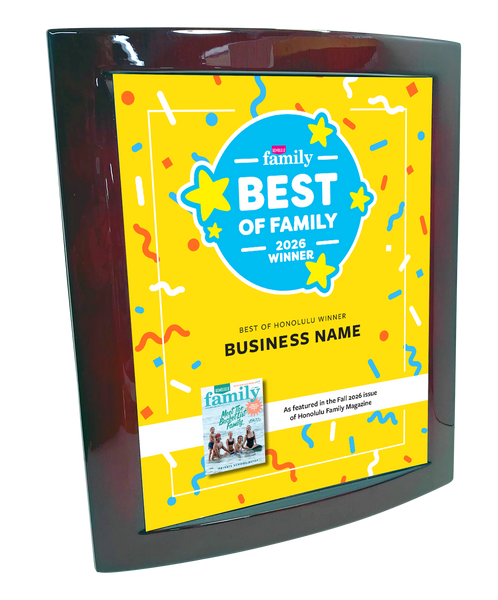 Honolulu Magazine "Best of Family” Award - Eclipse Plaque with Metal Inlay
