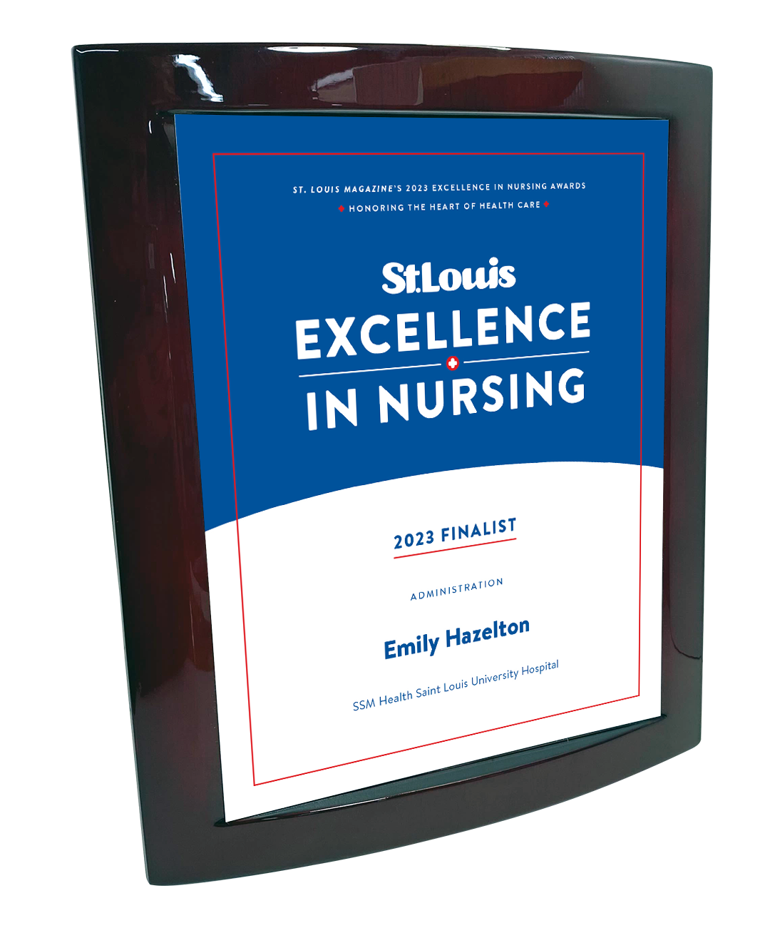 St. Louis Magazine Excellence in Nursing Rosewood with Metal Inlay