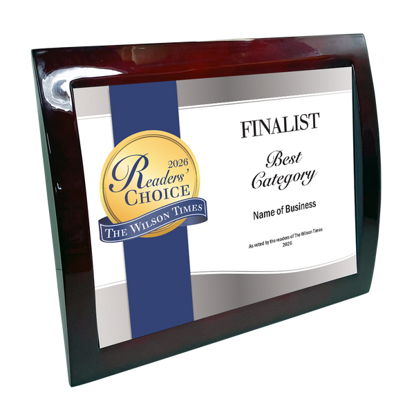 Wilson Times "Readers' Choice" Award - Eclipse Plaque with Metal Inlay