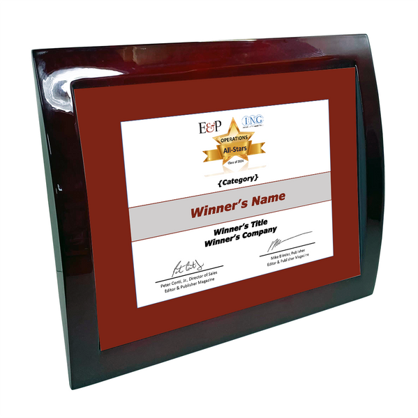 Editor and Publisher Award Plaque | Eclipse Plaque with Metal Inlay