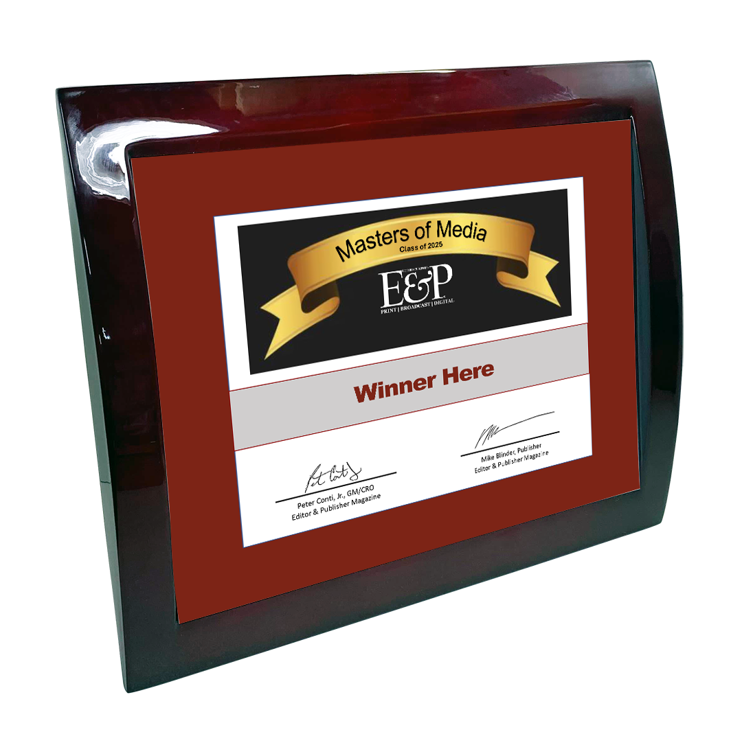 Editor and Publisher Award Plaque | Eclipse Plaque with Metal Inlay