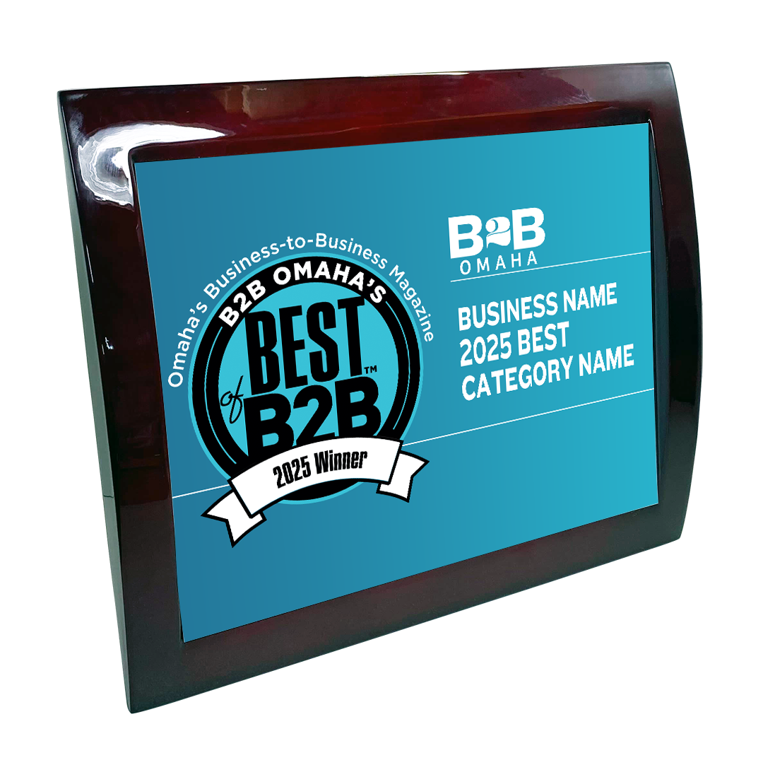 B2B Omaha's Best of B2B Award Spread - Eclipse Plaque with Metal Inlay