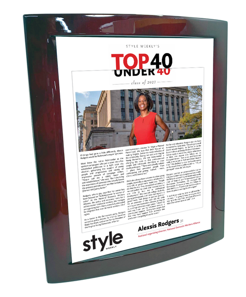 Style Weekly "Top 40 Under 40" Eclipse Plaque