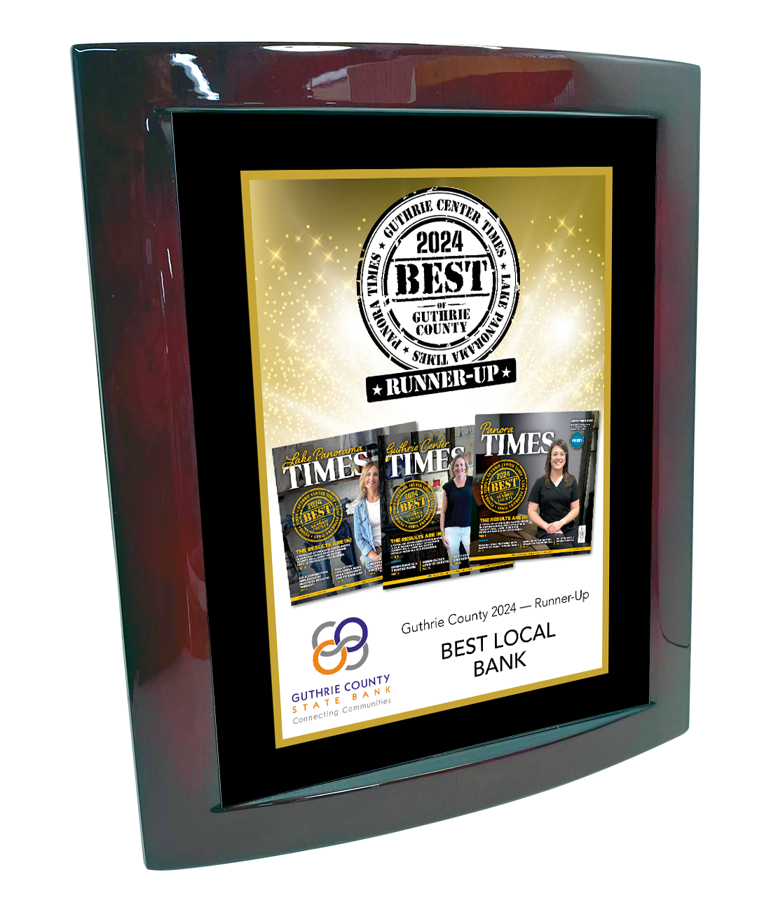 Guthrie Center Times - Best of Guthrie County - Eclipse Plaque with Metal Inlay