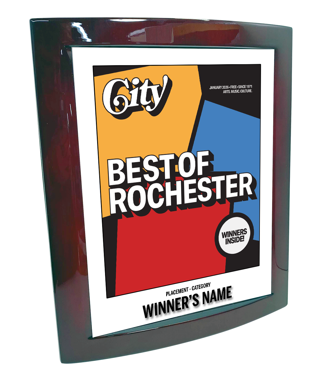 CITY Magazine - Best of Rochester - Eclipse Plaque with Metal Inlay