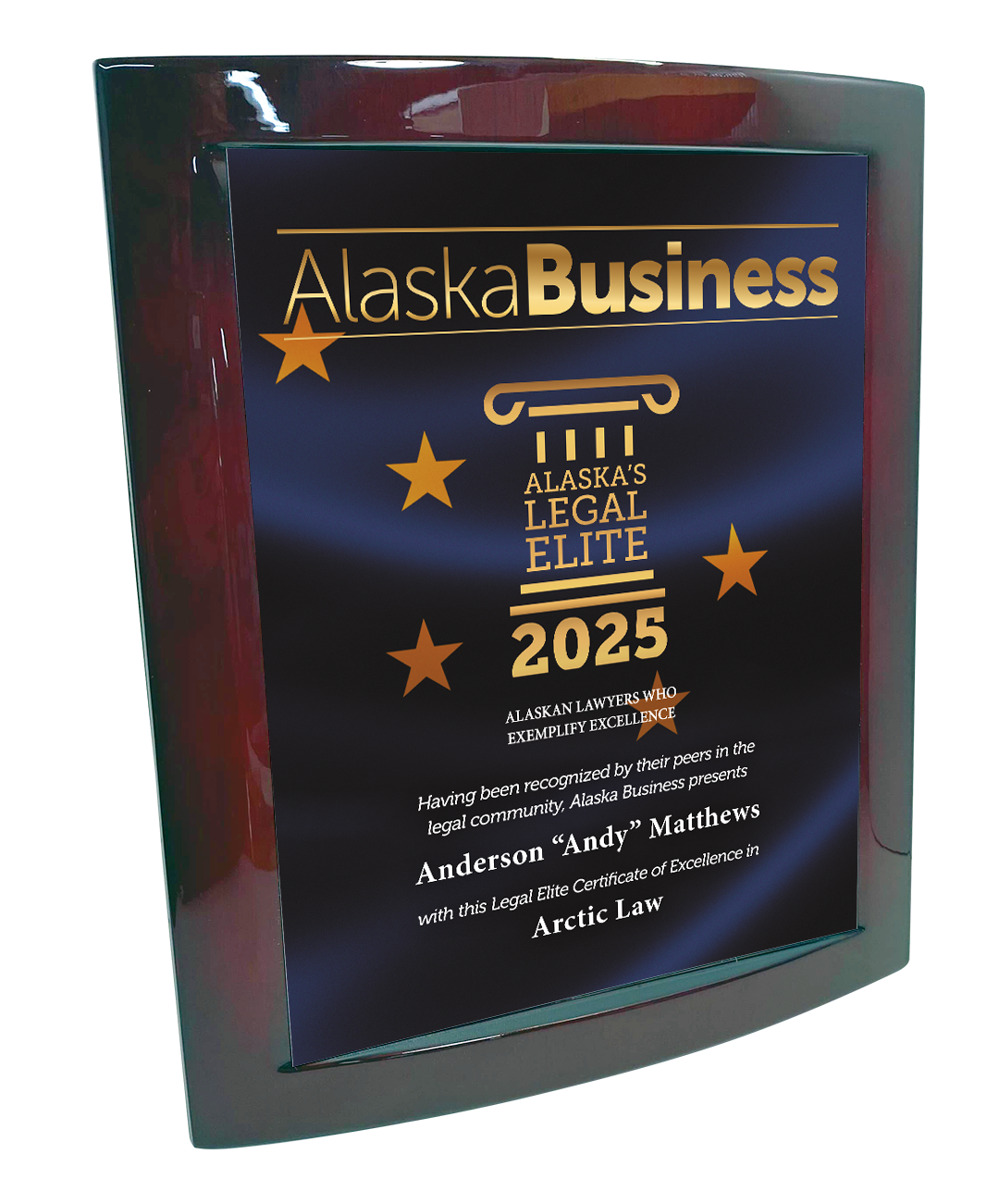 Commemorative Alaska Legal Elite Eclipse Plaque with Metal Inlay