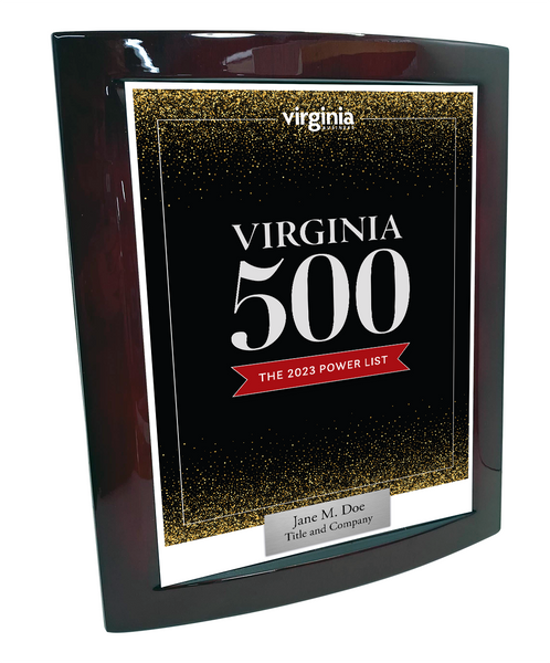 Virginia 500 Award Plaque (both designs) - Rosewood with Metal Inlay