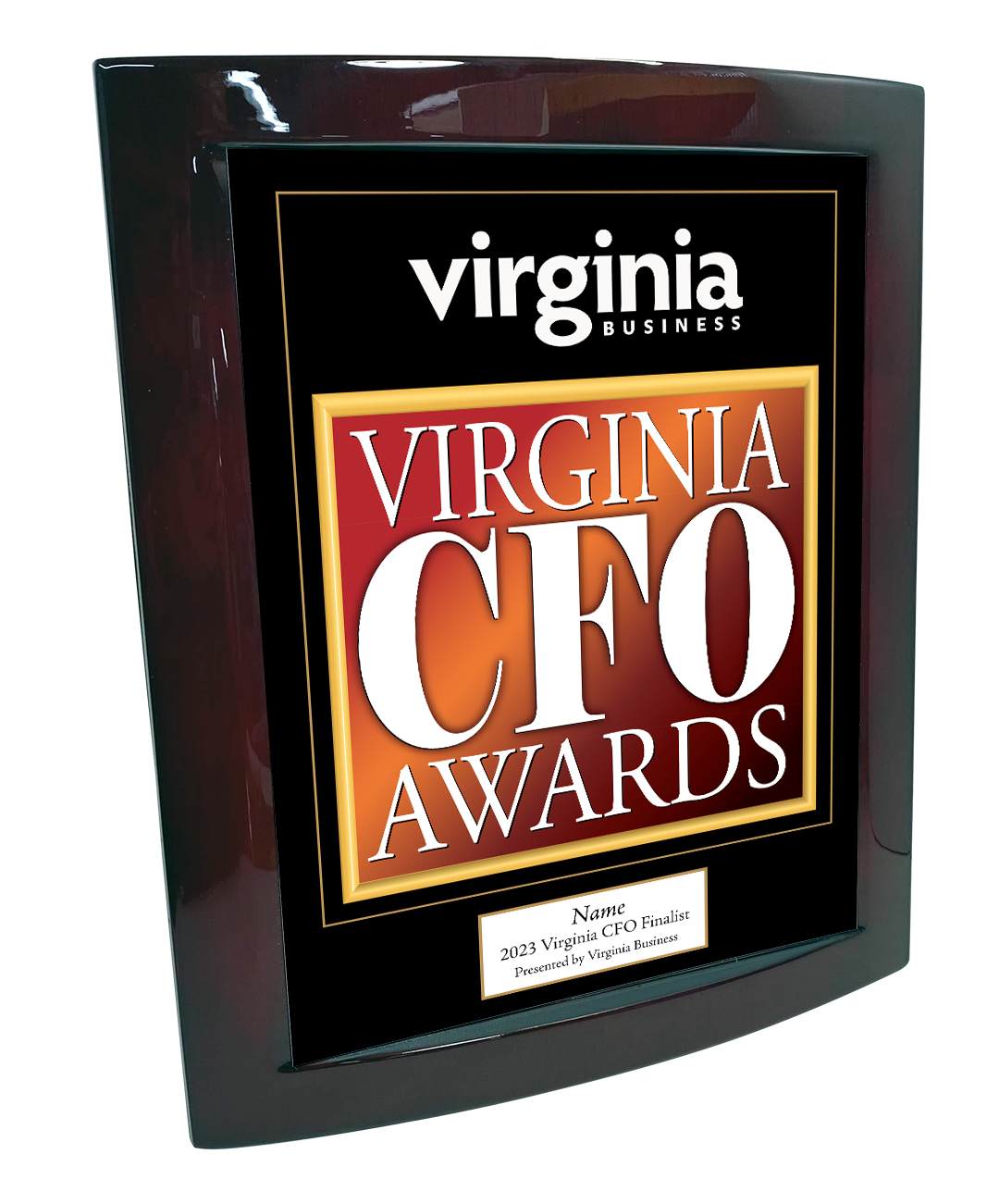 Virginia CFO Award Plaque - Rosewood with Metal Inlay