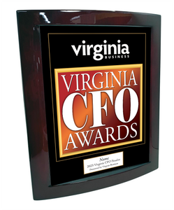 Virginia CFO Award Plaque - Rosewood with Metal Inlay