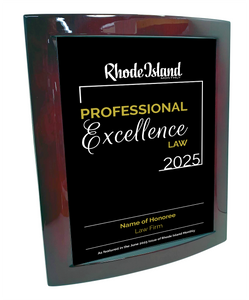 Rhode Island Monthly Excellence in Law Award - Rosewood with Metal Inlay