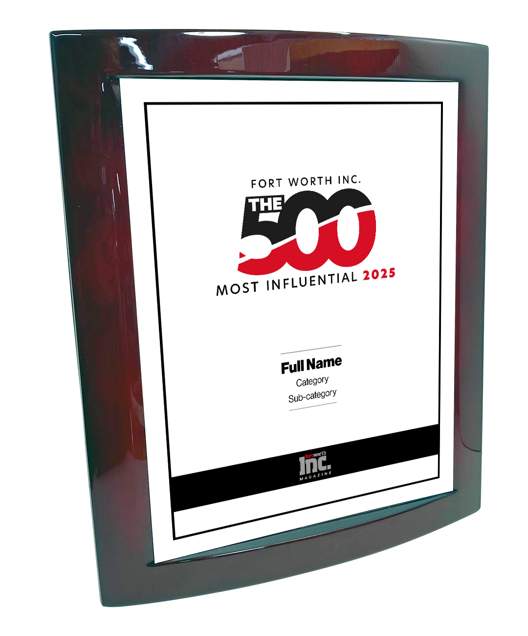 Fort Worth Inc. 500 Award Rosewood with Metal Inlay